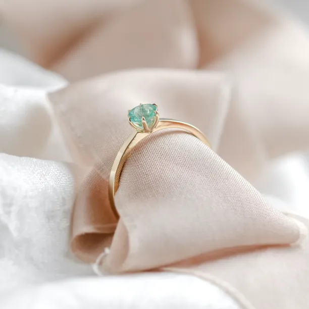 Gold engagement ring with emerald JADE Image