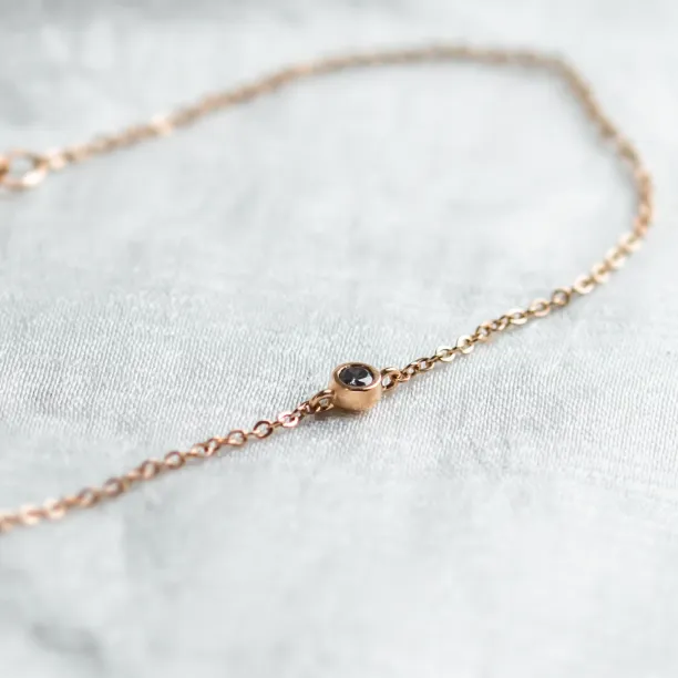 Minimalist bracelet with bezel salt and pepper diamond SANDY Image