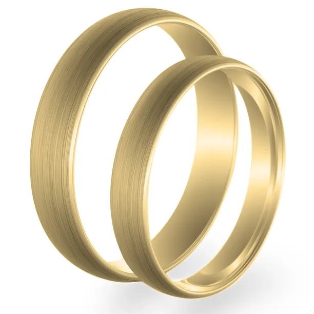 D-SHAPE mat wedding yellow gold rings VERMONT Image