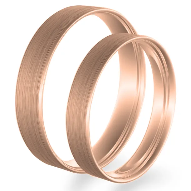 Flat matt wedding rings made of red gold Image