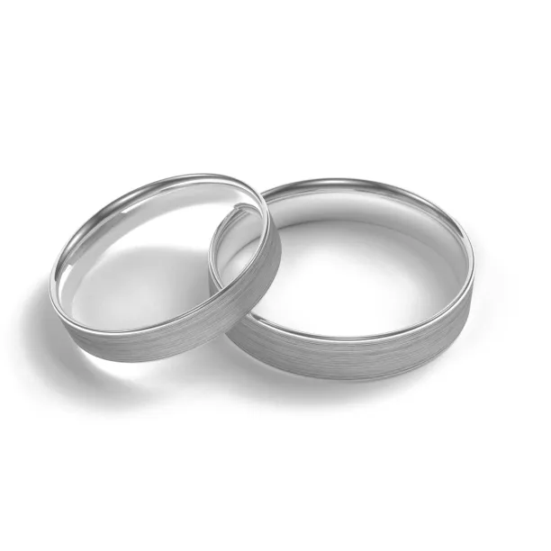 Flat matt wedding rings made of white gold Image