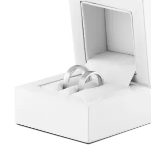 Flat matt wedding rings made of white gold Thumbnail