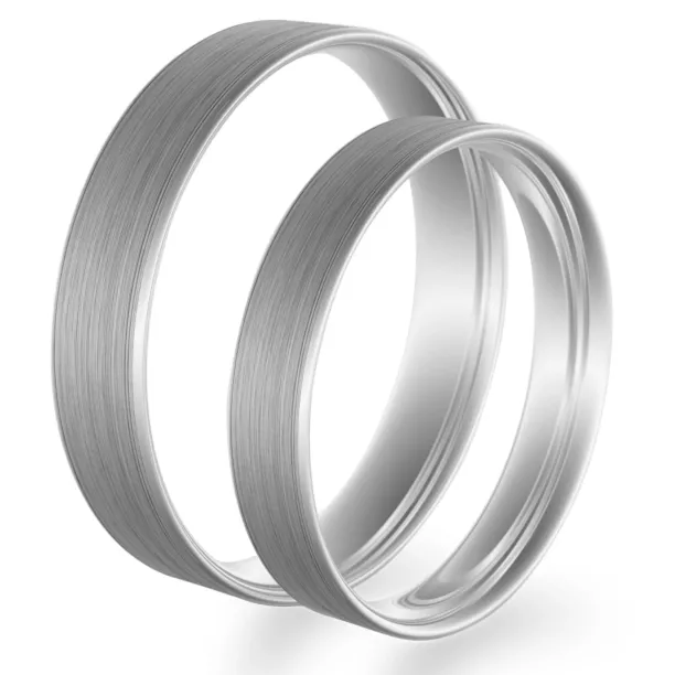 Flat matt wedding rings made of white gold Image