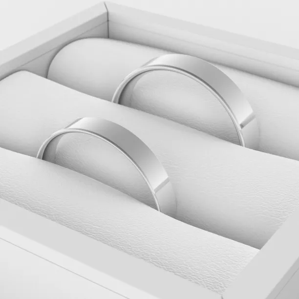 Flat wedding rings made of white gold Image