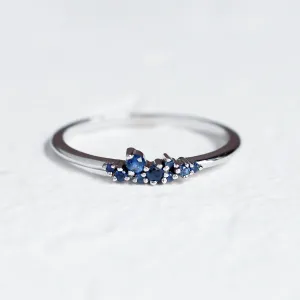 Gold ring with sapphires CLUSTER Thumbnail