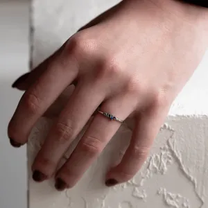 Gold ring with sapphires CLUSTER Thumbnail