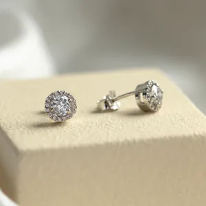 Classical gold stud earring with diamonds NINA Thumbnail