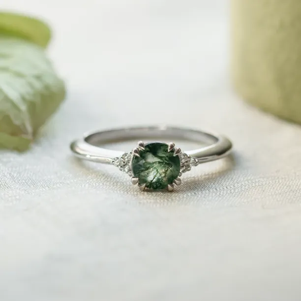 Moss agate engagement ring THEMIS Image