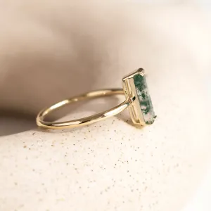 Minimalist moss agate ring HERMIONE Thumbnail