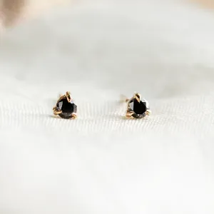 Golden minimalist earrings with black diamonds CHARNA Thumbnail