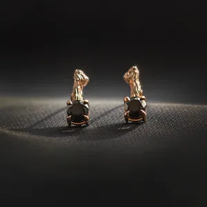 Stud earrings with black diamonds and twig SEAN