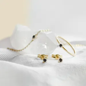 Minimalist jewelry collection with black diamond DUNCAN Thumbnail