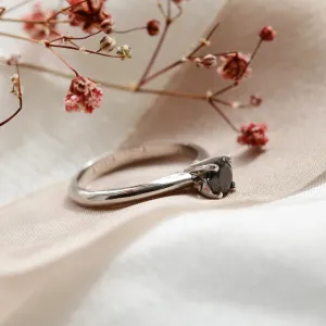 Engagement ring with black diamond FLORA Thumbnail