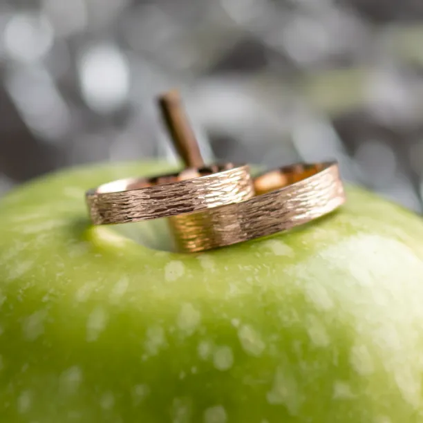 Unusual wedding bands with woodbark surface BRANCH Image