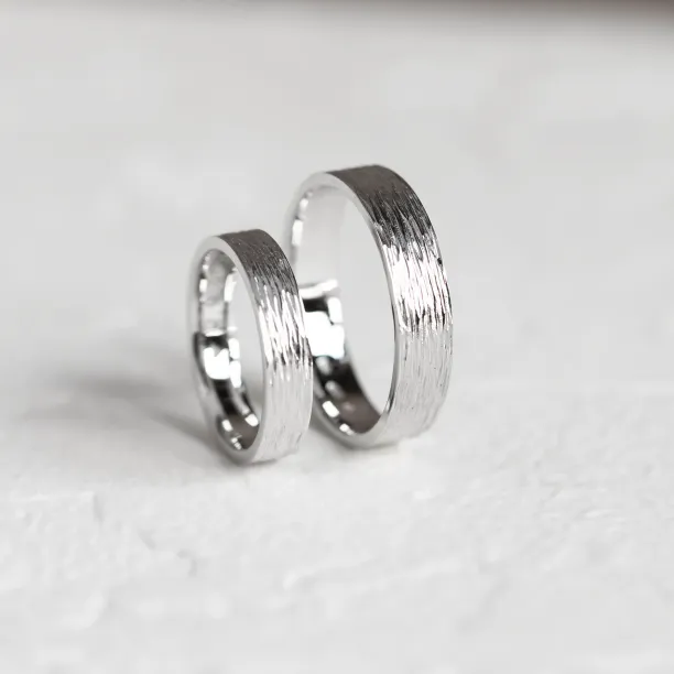 Unusual wedding bands with woodbark surface BRANCH Image