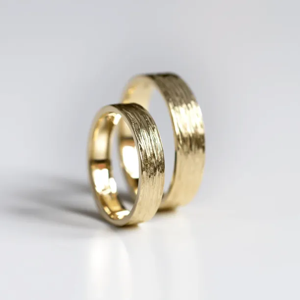 Unusual wedding bands with woodbark surface BRANCH Image