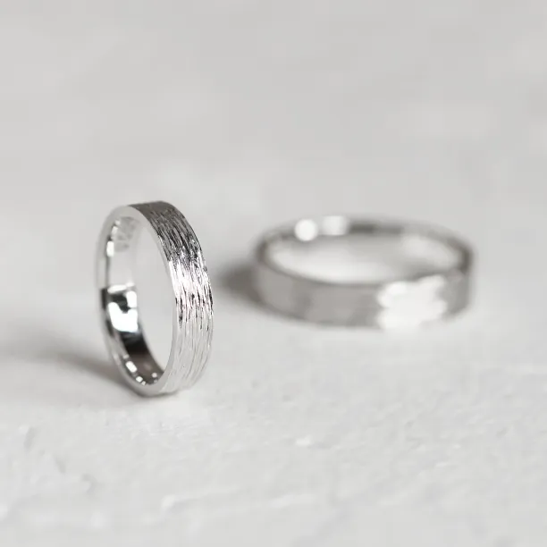 Unusual wedding bands with woodbark surface BRANCH Image