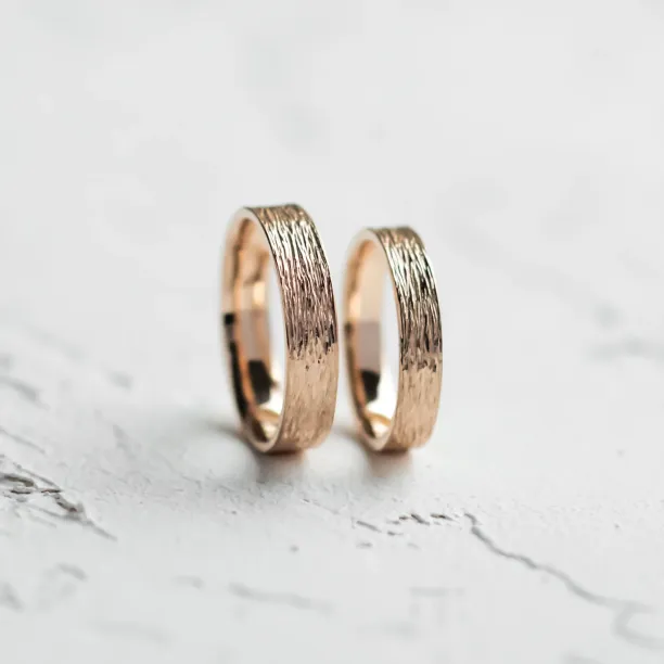 Unusual wedding bands with woodbark surface BRANCH Image