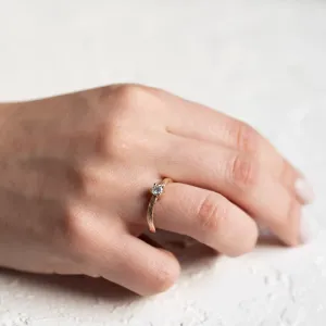 Atypical engagement ring with diamond and tree bark surface RIA Thumbnail