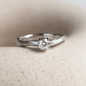 Atypical engagement ring with diamond and tree bark surface RIA Thumbnail