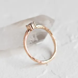 Atypical engagement ring with diamond and tree bark surface RIA Thumbnail