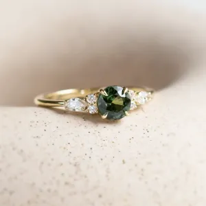 Natural green sapphire and diamond engagement ring MAIDEN Thumbnail