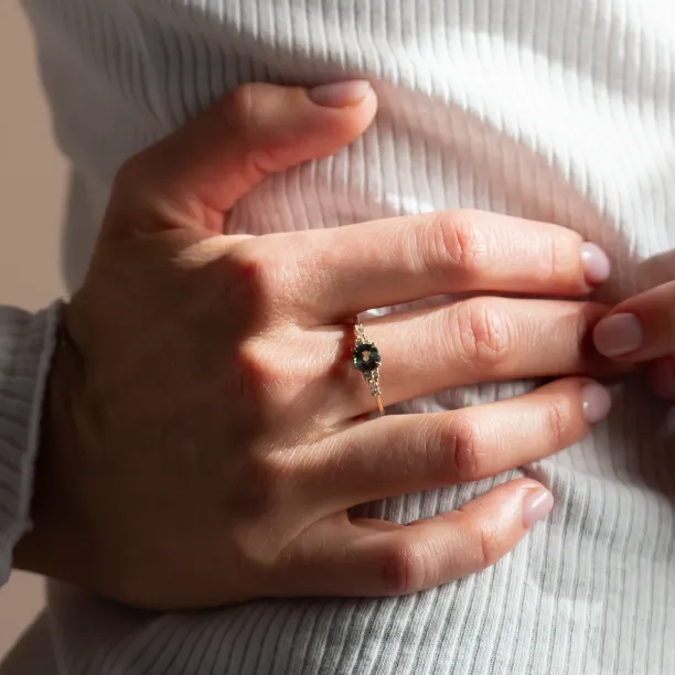 Natural green sapphire and diamond engagement ring MAIDEN Image