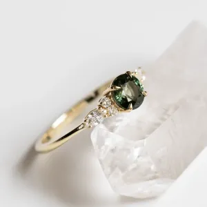 Natural green sapphire and diamond engagement ring MAIDEN Thumbnail