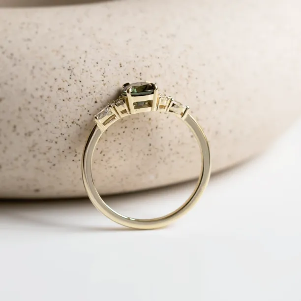 Natural green sapphire and diamond engagement ring MAIDEN Image