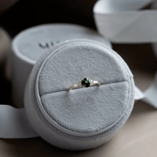 Natural green sapphire and diamond engagement ring MAIDEN Image