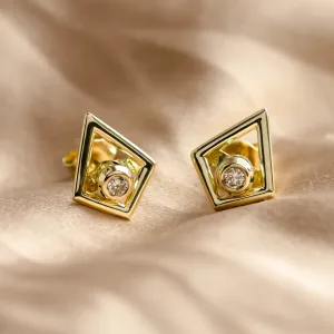 Modular gold kite earrings with gemstones KAYLEE Thumbnail
