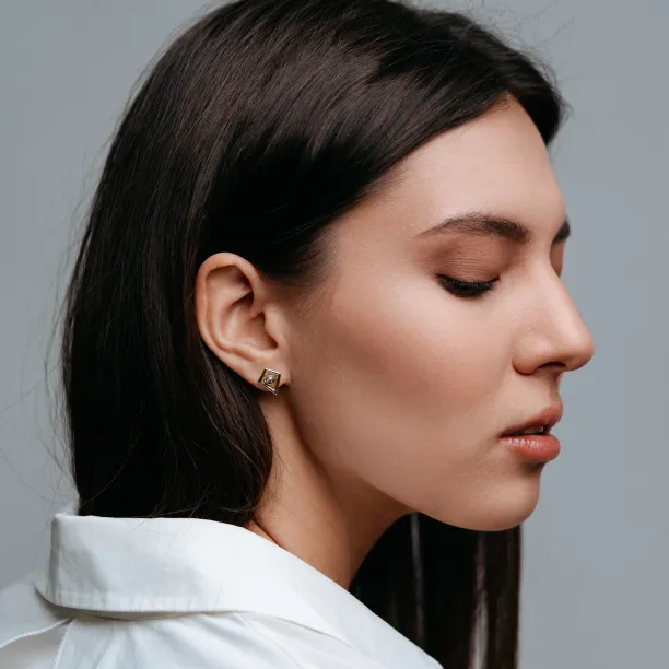 Modular gold kite earrings with gemstones KAYLEE Image