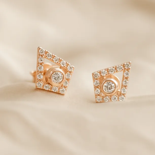 Lab-grown diamond kite earrings with removable gemstone JAY Image