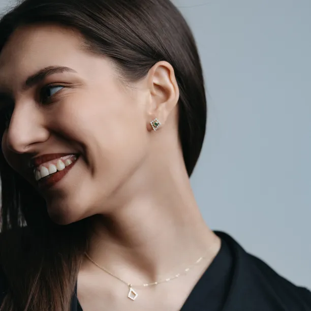 Lab-grown diamond kite earrings with removable gemstone JAY Image