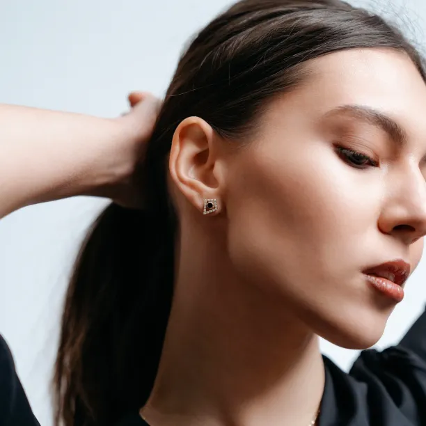 Lab-grown diamond kite earrings with removable gemstone JAY Image