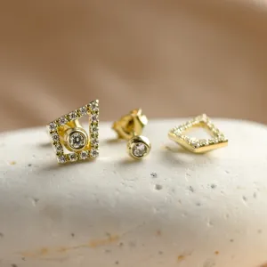 Lab-grown diamond kite earrings with removable gemstone JAY Thumbnail