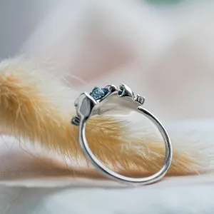 Gold raw blue diamond ring with classic diamonds POSEIDON Thumbnail