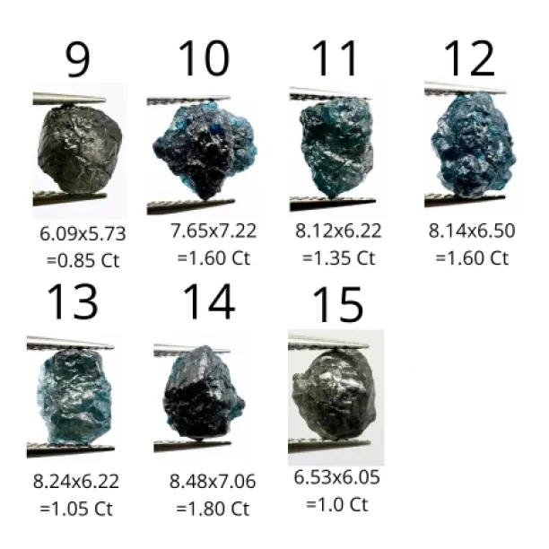 Gold raw blue diamond ring with classic diamonds POSEIDON Image