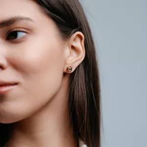 Gold hexagonal earrings with removable gemstone SAM Thumbnail