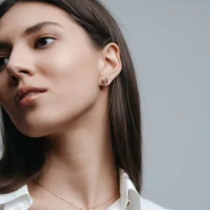 Gold hexagonal earrings with removable gemstone SAM Thumbnail