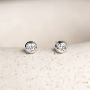 Gold hexagonal earrings with removable gemstone SAM Thumbnail