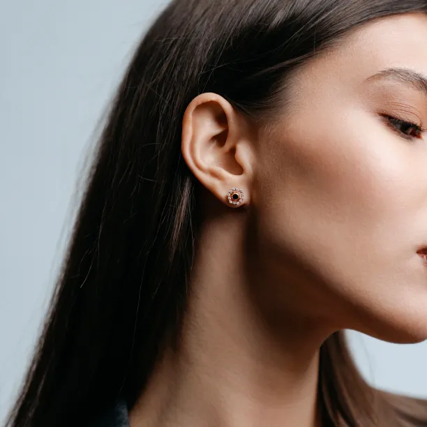 Lab-grown diamond earrings with interchangeable gemstones KYLE Image