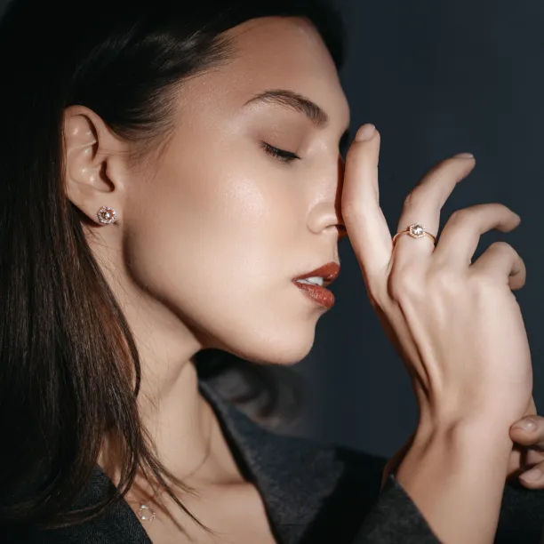 Lab-grown diamond earrings with interchangeable gemstones KYLE Image