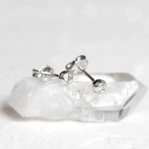 Gold stud earrings with gemstone of your choice ALLA Thumbnail