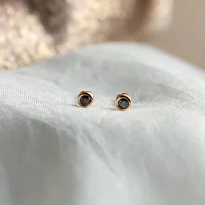 ANY Golden stud earrings with a black diamond Thumbnail