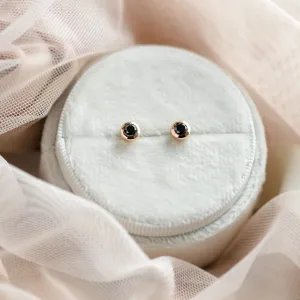 Golden earrings with black diamonds AMAYA Thumbnail