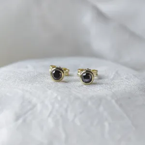 Golden earrings with black diamonds AMAYA Thumbnail