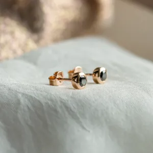 Golden earrings with black diamonds AMAYA Thumbnail