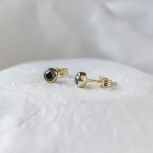 Golden earrings with black diamonds AMAYA Thumbnail