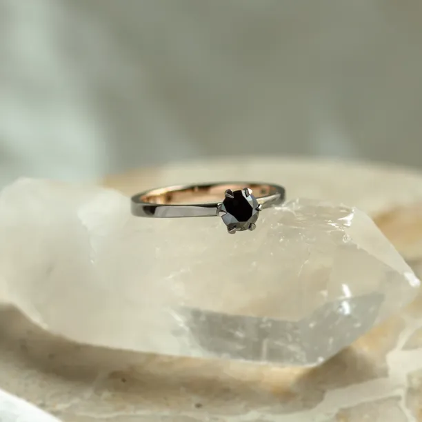 Black diamond ring in black rhodium NEROS Image